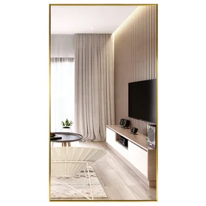 Image of dressing design decorative wall hanging bathroom silver rattan full length frame mirror