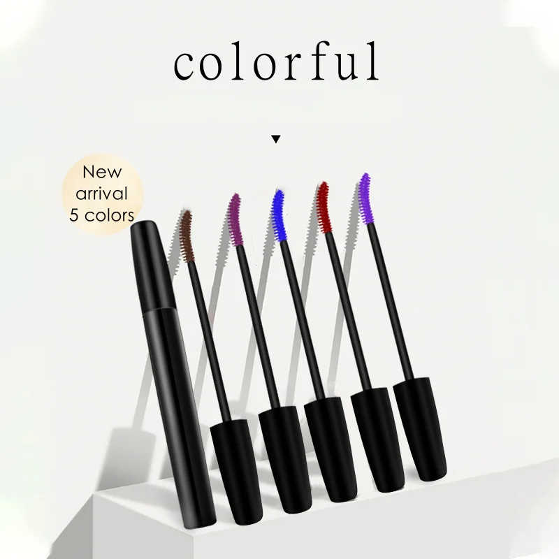 

Cosmetic custom makeup vegan 3d fiber eyelash 5 colors mascara curling natural waterproof color thick private label mascaras, 6 colors