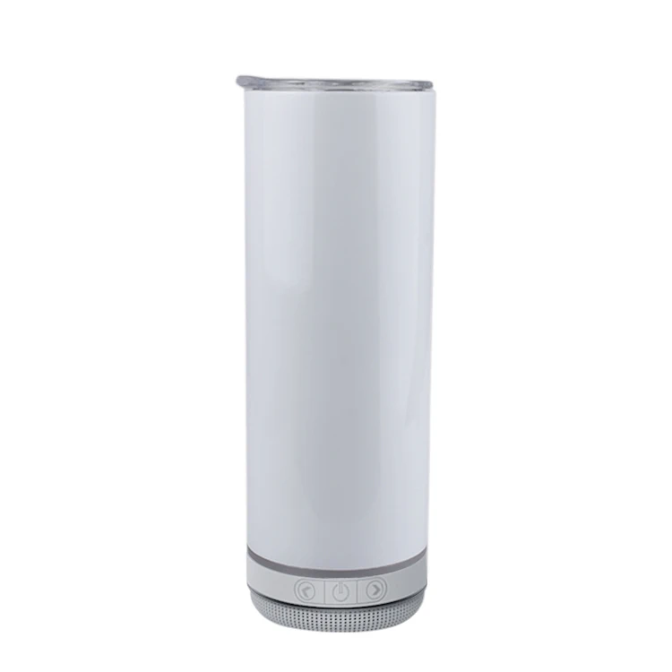 

17oz Sublimation Smart Glass Speaker Straight Wireless Speaker Tumbler Stainless Steel Portable Sublimation White Music Cups, As pic