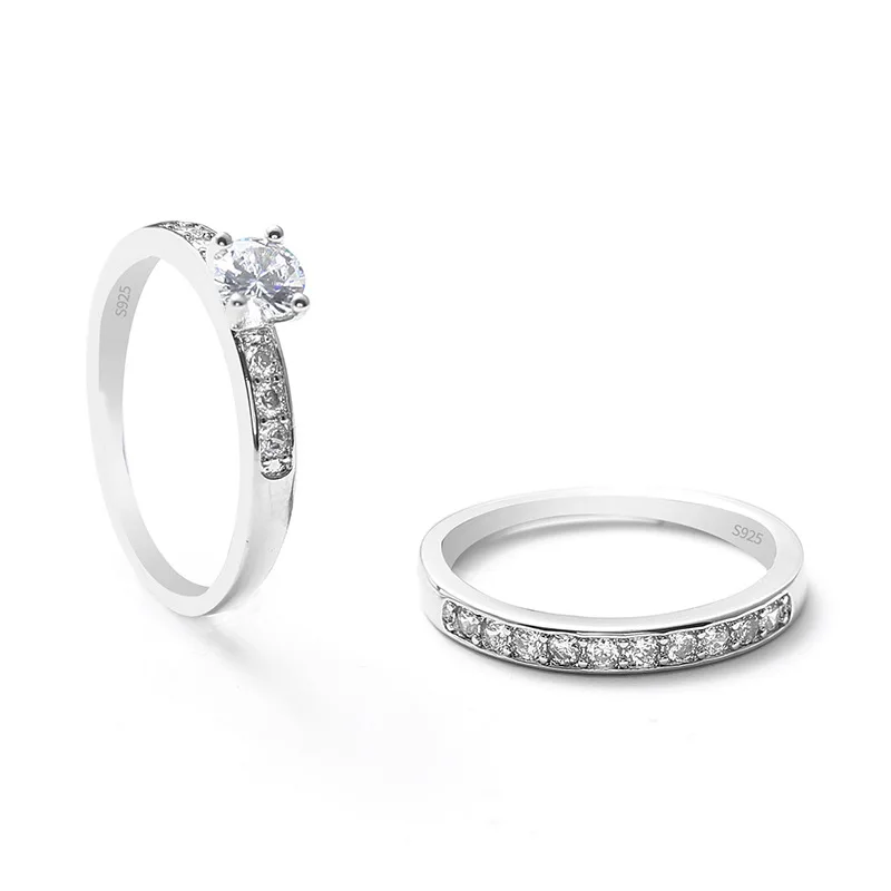 

Wholesale Classic Hot Selling Set Ring Amazon Simple Lovers Ring Stainless Steel Cubic Zircon Rings