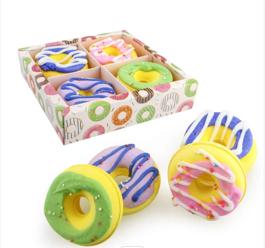 

2019 Hot Selling Wholesale Cute Doughnut Bath Bombs Set Rich Foams Bath Spa Gift Set