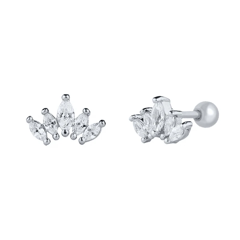 

s925 sterling silver zircon ear bone fashion crown thread stud earrings
