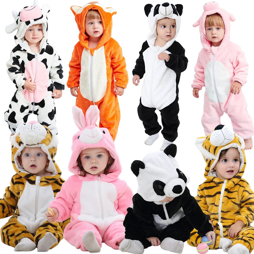 

OEM Wholesale Kids Jumpsuits Infant Girls Boys Cosplay Clothes Winter Animal Newborn Baby Rompers