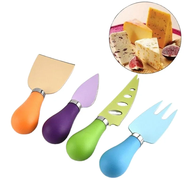 

4 Pcs/sets Color Cheese Food Stainless Steel Baking Tools Color Pp Handle Stainless Steel Cheese Pizza Cutter Gift