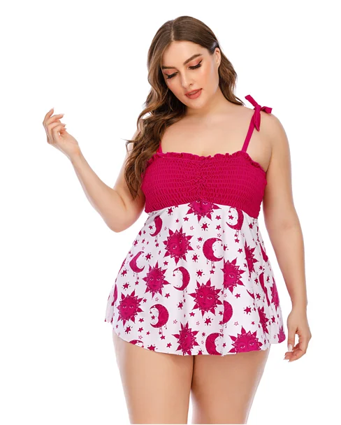 

Wholesale Plus Size One Piece Swimsuit Red Printed Swimwear 5xl Girl Plus Sized Swimwear