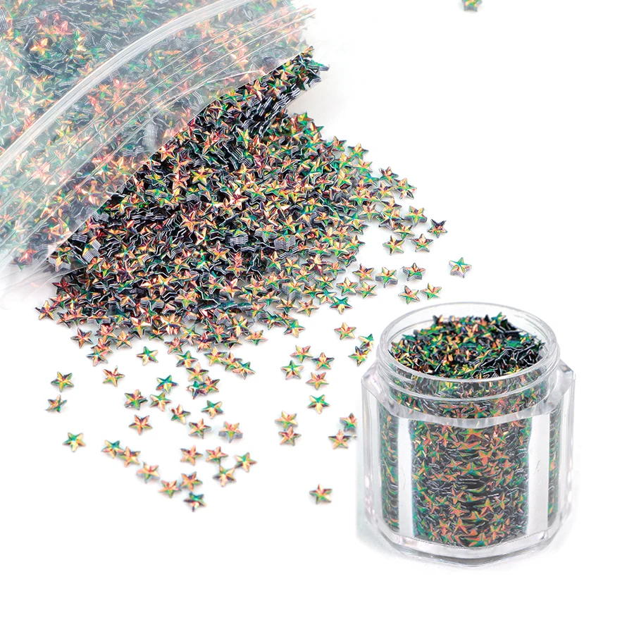 

Bulk 3D Glitter Stars 14 Colors Shimmering Duo Chrome 3D Effect Star Body Eye Lip Nail Decoration Confetti Glitters