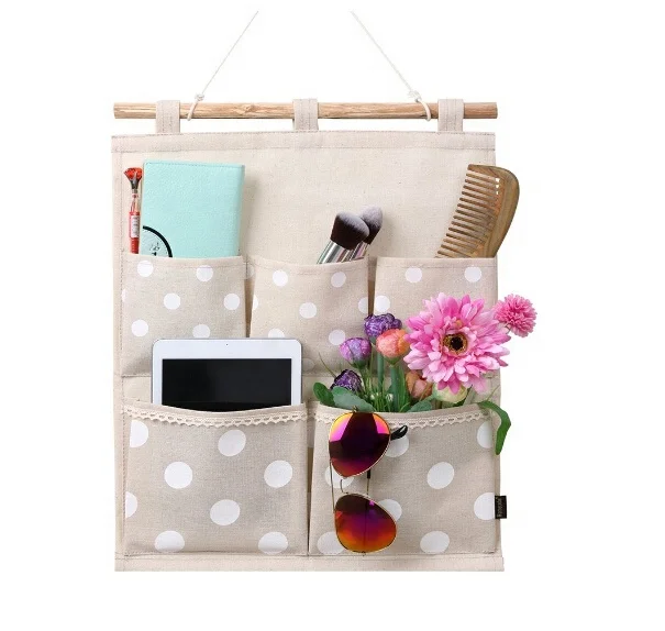 

Multicolored wall hanging storage bag hanging wardrobe bag door behind multi storey cotton fabric cloth store hanging bag, Same as pictures or customized