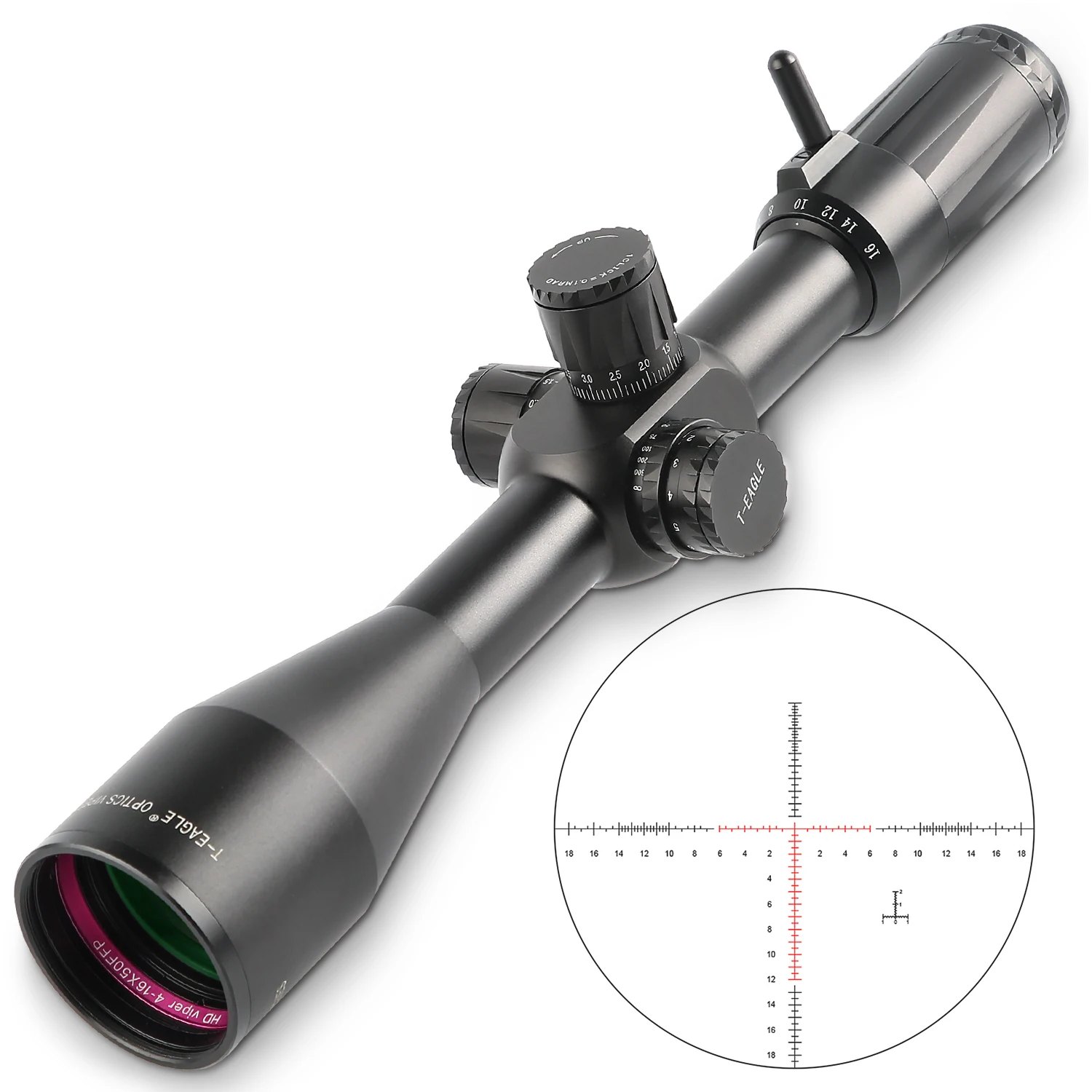 

T-EAGLE VIPER 4-16x50FFP hunting Riflescope For PCP Air Gun with ILLUMINATION with Stretch Lock with 11mm or 20mm Mount, Black
