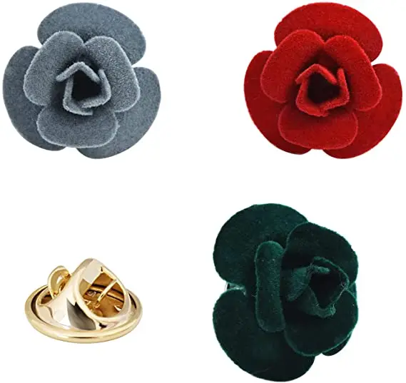 

2024 Hot Sale Flower Brooch Lapel Pin with Long Chain Suit Shirts Clothing Accessories Classic Rose Lapel Brooch for Men