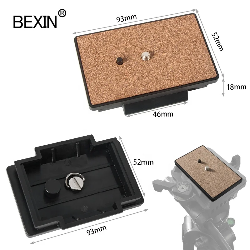 

BEXIN Factory Wholesale Photographic Parts Tripod Head Plates Camera Ball Head Mounting Quick Release Plate for Yunteng VCT-998, Black+wooden color