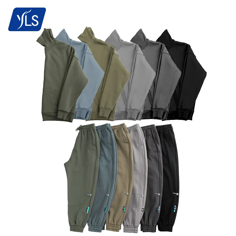 

YLS High Quality Fleece Custom Tracksuit Fall Clothes Unisex Streetwear Sweatpants Hoodies Sweatshirts Solid Color Sweatsuit