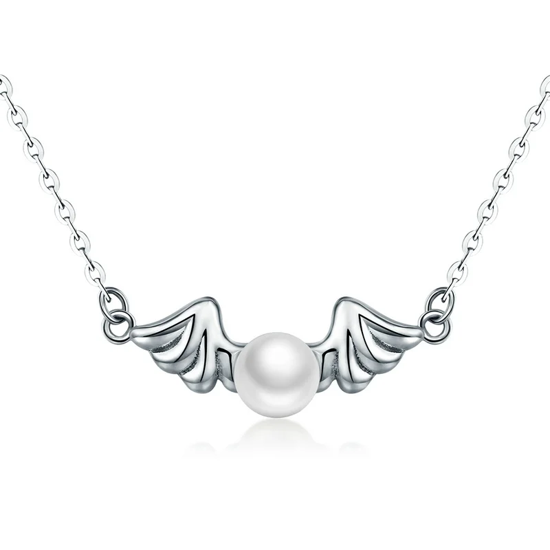 

Beautiful 925 Sterling Silver Freshwater Pearl Angel Pendant Necklace Women