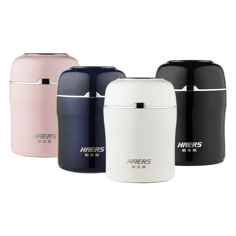 

Haers 500ml Thermos Food Jar Stainless Steel Vacuum Food Jar, Black, blue, pink, white or customized color