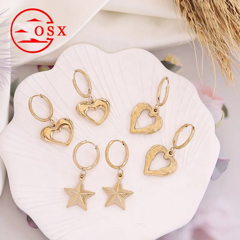 

Amazon Hot Sale Five-pointed Star Love Stainless Steel Earrings Women, Party Dinner and Travel Fashion Matching Earrings, Yellow gold