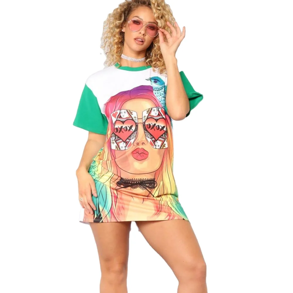 

2020 New Arrival High Quality Women short sleeve o neck floral print t shirt summer ladies casual dresses