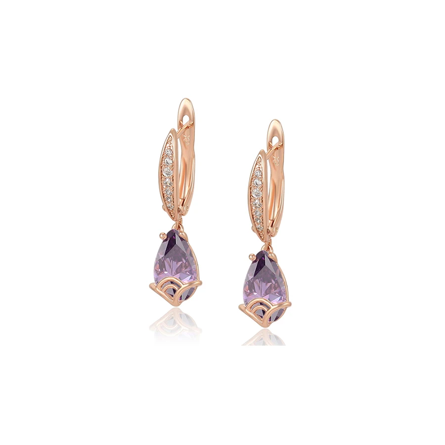 

80681 Xuping drop shape Fashion Color Women Jewelry Latest Fashion Rose Gold Plated Earring