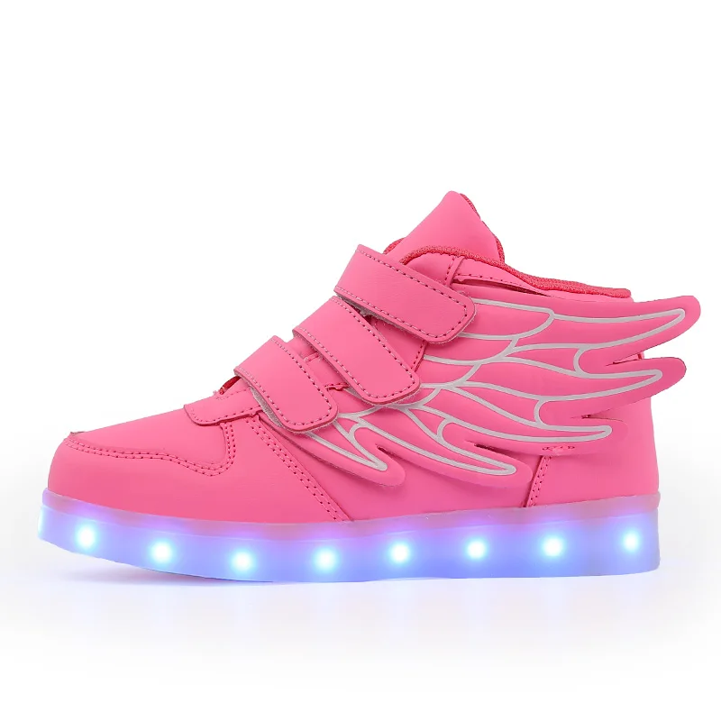 
Kids Light up Shoes with wing Children Led Shoes Boys Girls Glowing Luminous Sneakers USB Charging Boy Fashion Shoes 