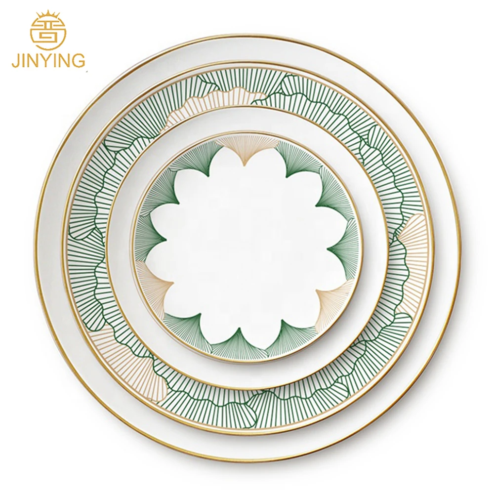 

wholesale decorative porcelain plates set ceramic dinnerware, Customized color