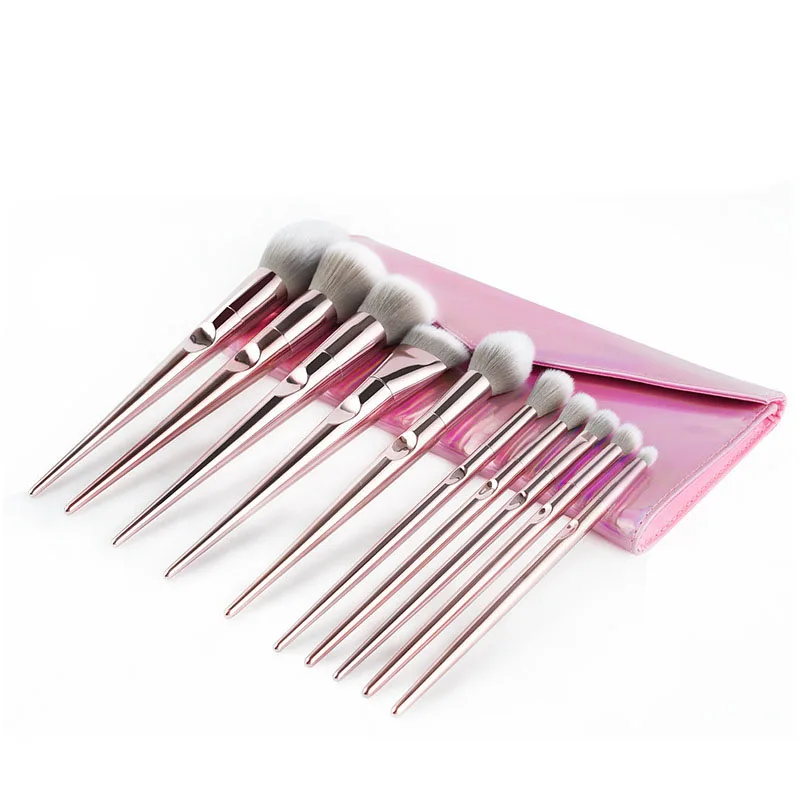 

10Pcs Print Logo Makeup Brushes Professional Cosmetic Make Up Brush Set The Best Quality Comfortable grip