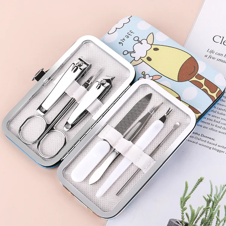 

Factory Cartoon 7pieces Nail Clippers Stainless Steel Manicure Nail Tool Kit Nail Clipper Set, Silver