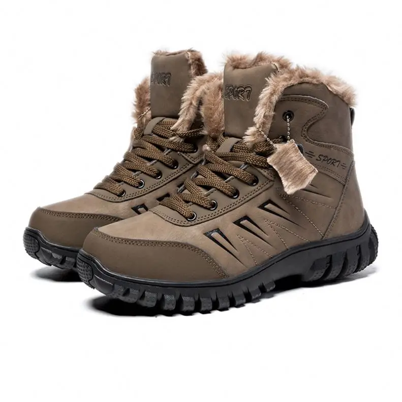 

Wholesale leather upper cheap warm flat ankle snow winter boots for men, Optional