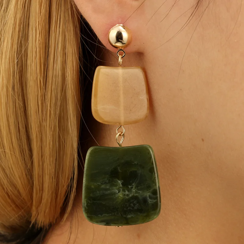 

JuHu Ladies Fashion Large Drop Earrings 2021 New Acrylic Generous Earrings Fashionable Resin Earrings