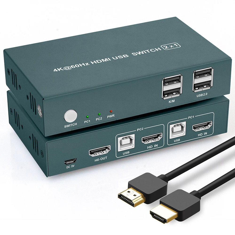 

Hdmi Kvm Switch 2 port 4k 60hz with Hot key