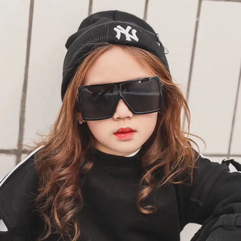 

fashion big square frame oversized kids girls boy baby children cool black shades sun glasses sunglasses 2021 wholesale custom, Picture shows