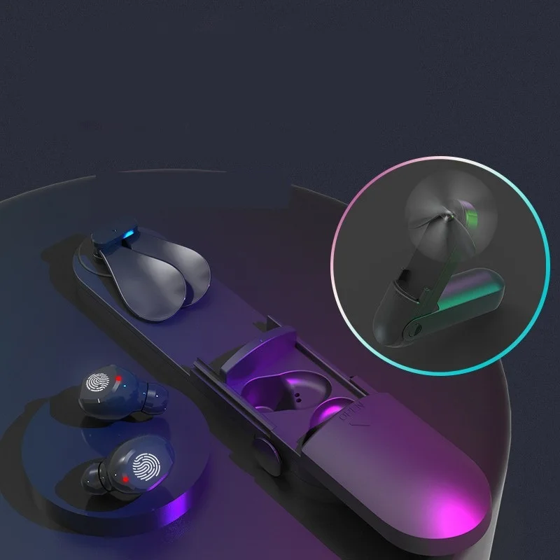 

F7 TWS Bluetooh 5.0 Earphone with Fan Design LED Power Display Wireless Headphone IPX7 Waterproof Headset With 2000 mAh