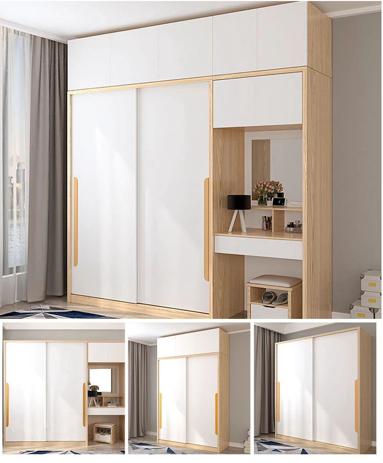 Custom modern design white sliding  door  wardrobe for bedroom furniture with mirror