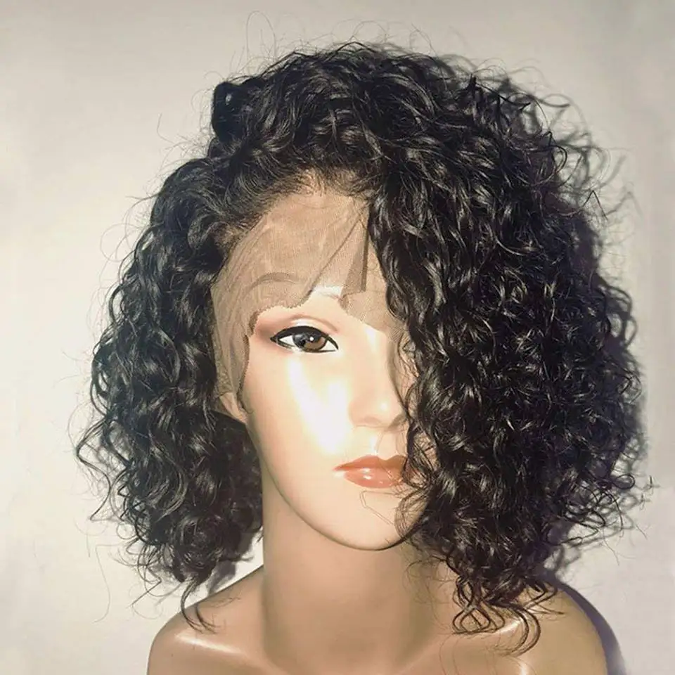 Lace Frontal Wig Pre Plucked Brazilian Deep Wave Lace Front Human Hair Wigs With Baby Hair Remy Gluelesss Bob For Women