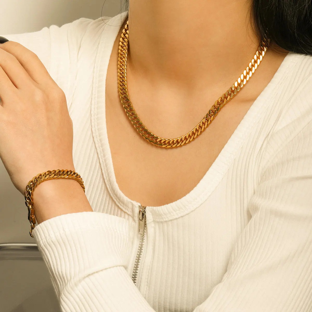 7.3 mm Thick Gold Cuban Chain