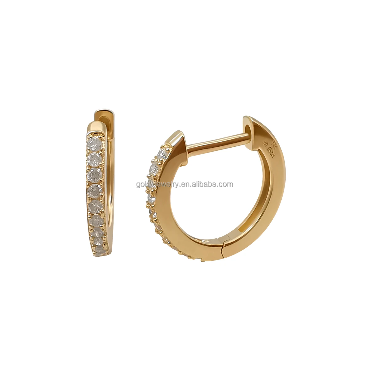 

New Arrival 14K Solid Yellow Gold Hoop Earring Lab Diamond Earrings Women Jewelry Gift Popular Selling