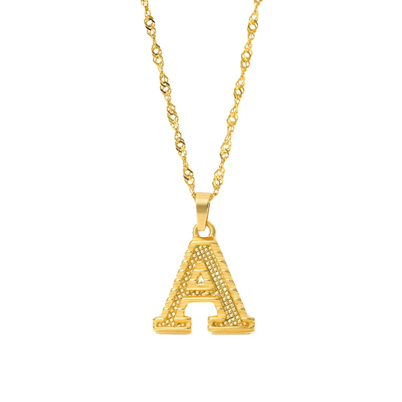 

2021 Hot Sell Stainless Steel Gold Plated Pendant Letter Initial Necklace