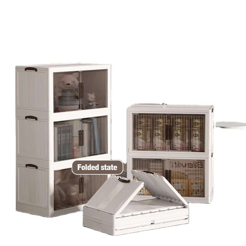 Kitchen Home Multi-Function Foldable Storage Bins Box Plastic Folding Children Toys Storage Cabinet Shoe Rack Cabinet
