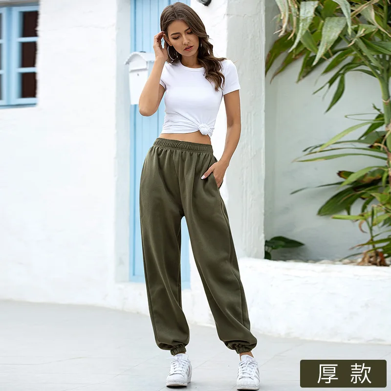 

Women Trousers High Waist Ankle Tied Thick Long Regular Tie Dyed Jogger Sweatpants Sports Pants With Side Pockets