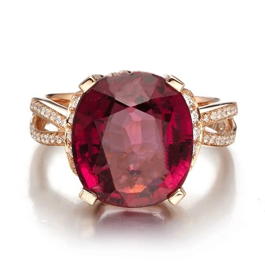 

Jingzhanyi Jewelry Factory manufacture 14K Gold Pink Tourmaline & Diam ond Ring