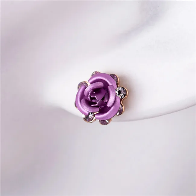 

YE10138 Alloy Crystal Earrings Jewelry Rose Shaped Earings For Women Gold Plated Stud Earring