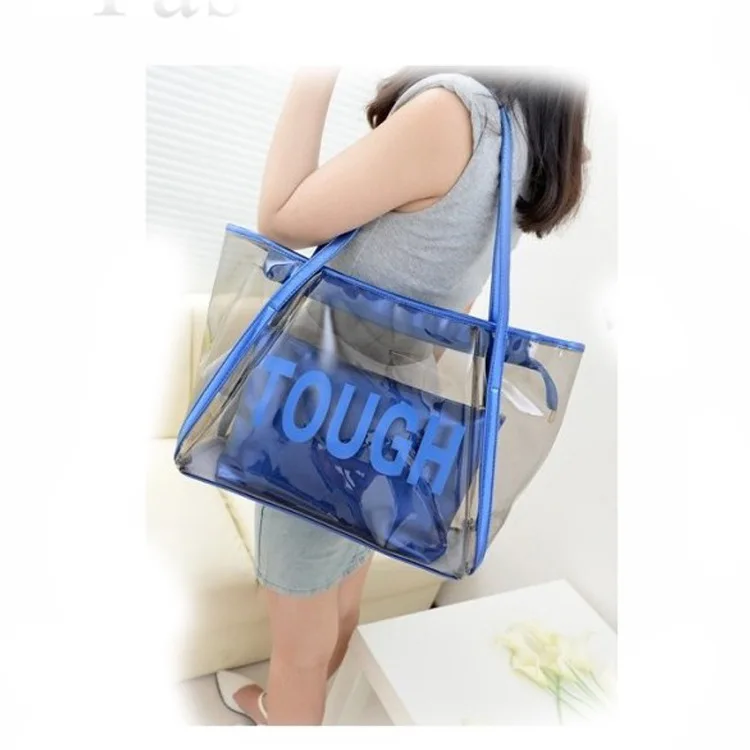 

New Fashion Transparent Clear PVC Tote Beach Bag Ladies Shoulder Bag