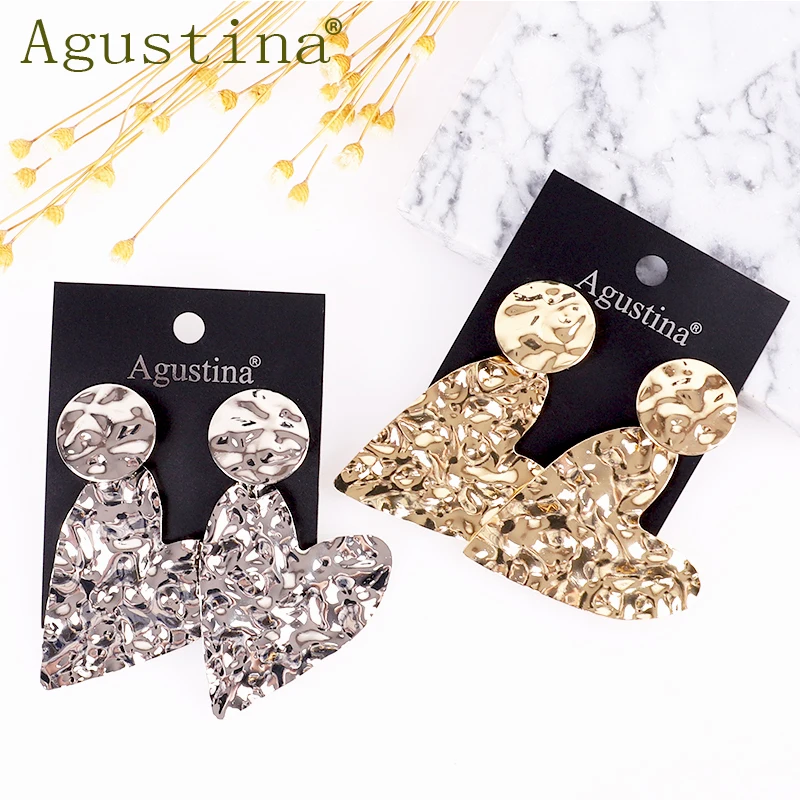 

Agustina 2020 New Statement Earrings for women Party drop Earring korean Lady Fashion heart Gold Earrings Jewelry