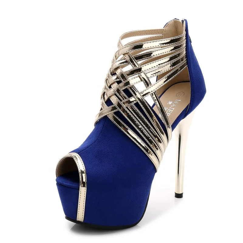 

2020 New Style Women Open Toe Blue High Heel Platform Sandals