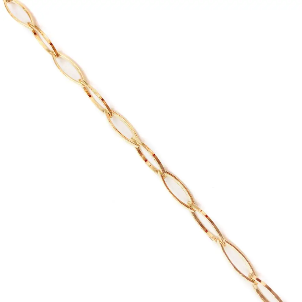

High Quality Fashion Jewelry Accessories 24K Gold Plated Copper Rectangle Oval Link Paper Clip Women Necklace Chain, Customized color