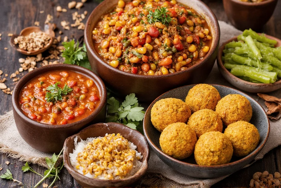 Various international dishes featuring cumin including curry, chili, and falafel