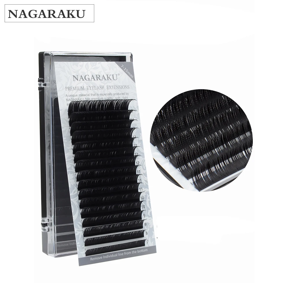 

NAGARAKU mix 7-15mm faux mink eyelash extensions Russian volume eyelashes soft and natural eyelash extension supplies, Matte black