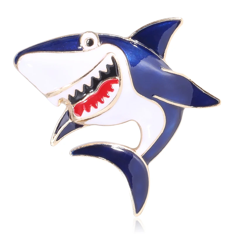

New popular creative cartoon marine bio alloy oil dripping shark Brooch