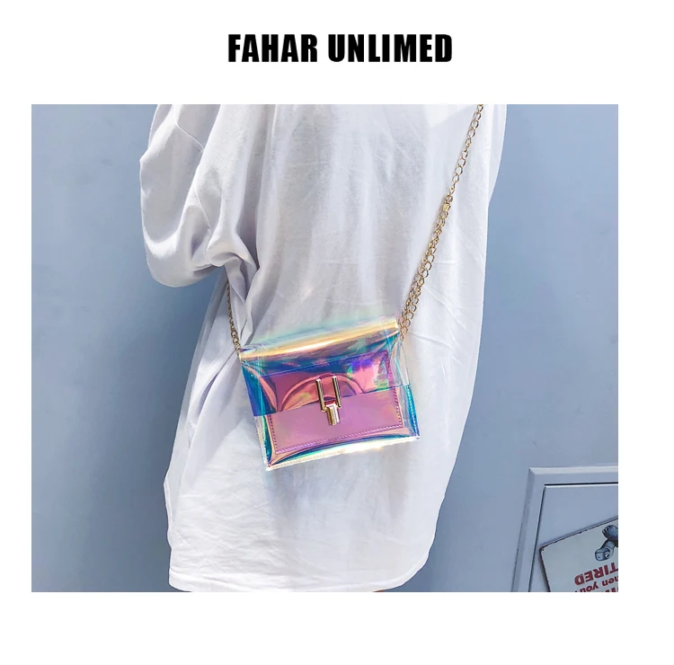 

Best quality fashion sling bag waterproof laser transparent shoulder bag, Blue, pink, sliver