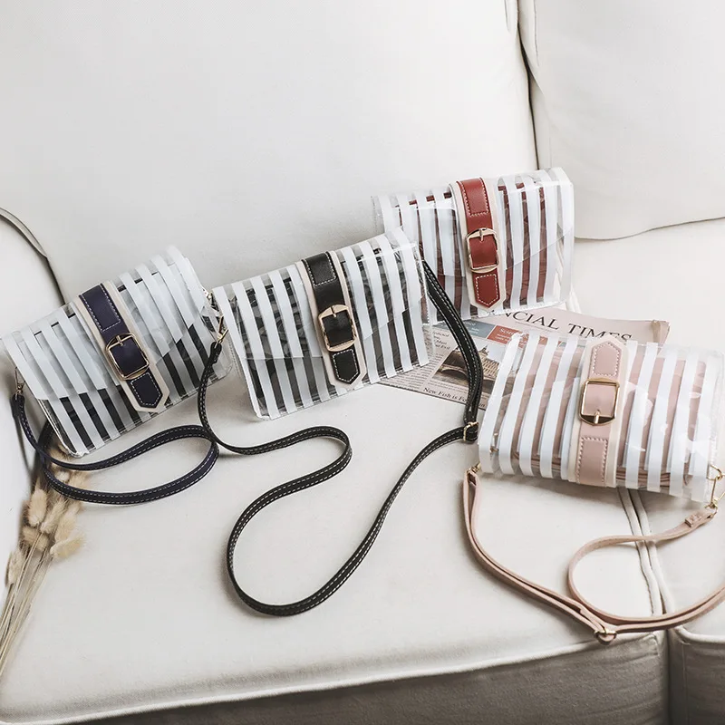 

Bag Female 2021 New Stripe Transparent Child Mother Bag Stylish Shoulder Cross-Body Bag Large Capacity Mobile Phone Wallet, Multi color