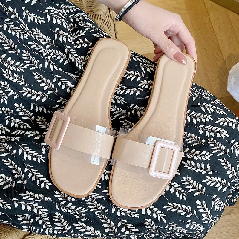 

2022 New Style Fashion Luxury Designer Ladies Transparent Slippers Summer Beach Sandals Shoes Flats Sandals for Women, 8 colors