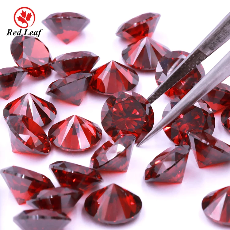 

Redleaf Garnet Color Zircon Stone 4.0-10mm Round Brilliant diamond cut Synthetic Cubic Zirconia CZ For Jewelry Making