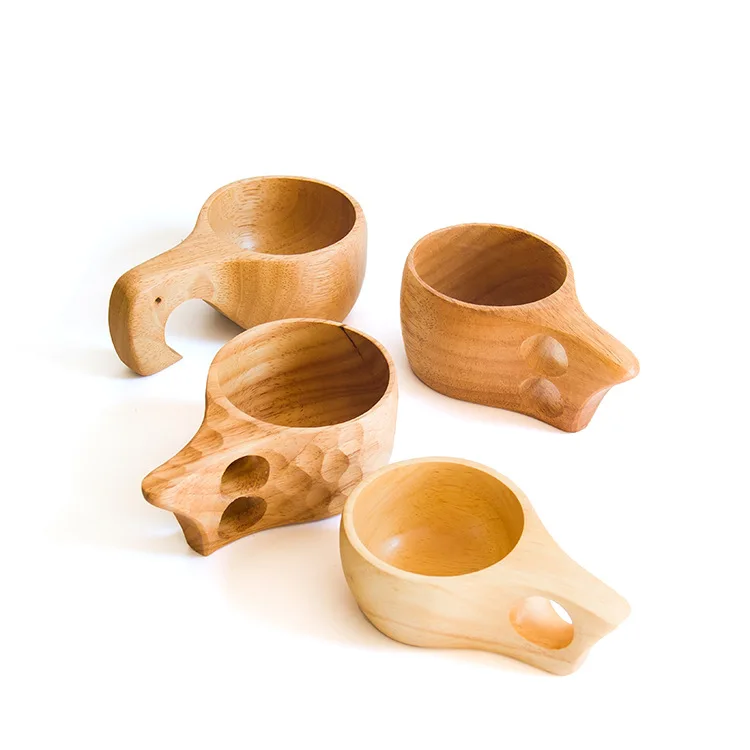 

Fancy Customized LOGO Wood Tea Cup Wholesale Reusable Wooden Coffee Cup